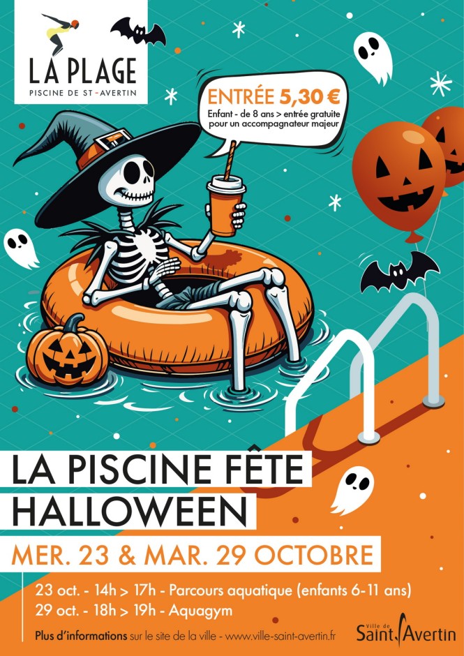 AFFICHE PISCINE HALLOWEEN 2024