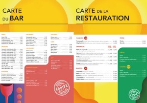 Carte Bar & restauration 2024