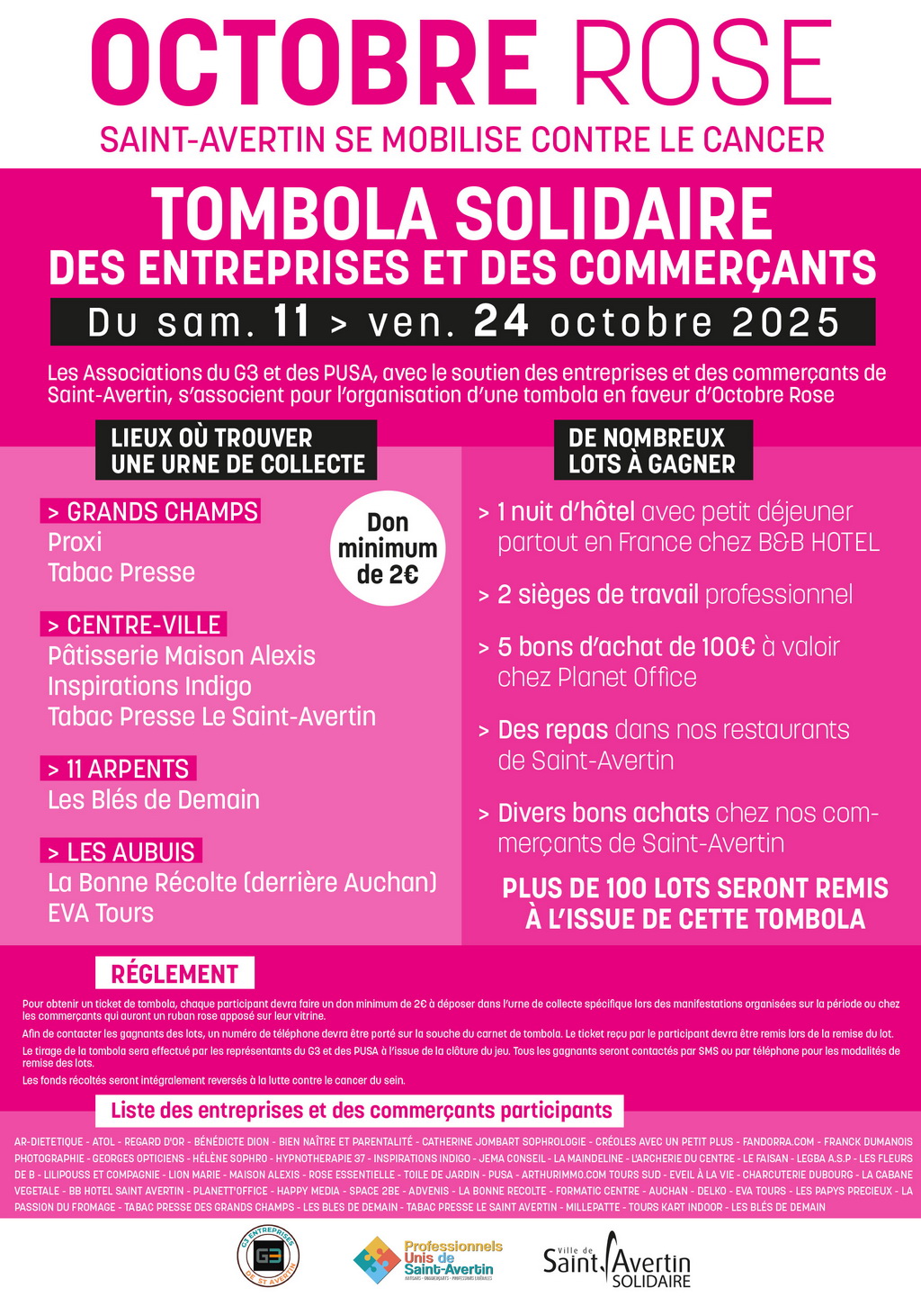 AFFICHE TOMBOLA commerçants Octobre Rose