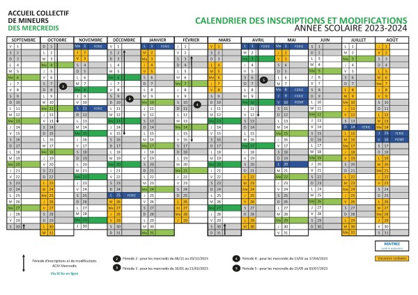 CALENDRIER 2023-2024 ACM mercredi