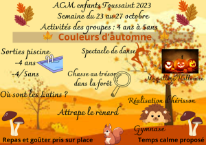 planning des maternels 1ère semaine  ACM Enfants Toussaint - Copie